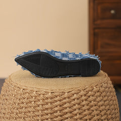 Women's Plaid Flat Shoes Lightweight Denim Comfortable Walking Shoes