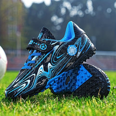 Kids Hook & Loop TF Soccer Cleats Lightweight Breathable Non Slip Football Shoes