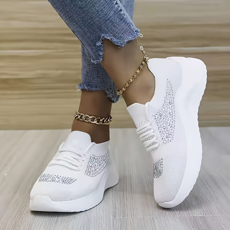 Rhinestone Casual Running Shoes Soft Sole Sneakers