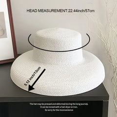 Vintage French Hepburn Style Straw Sunshade Hat for Travel Seaside Unisex