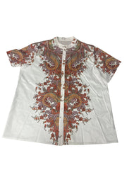 Boho Blouse Women's Plus Paisley Print Button Up Short Sleeve