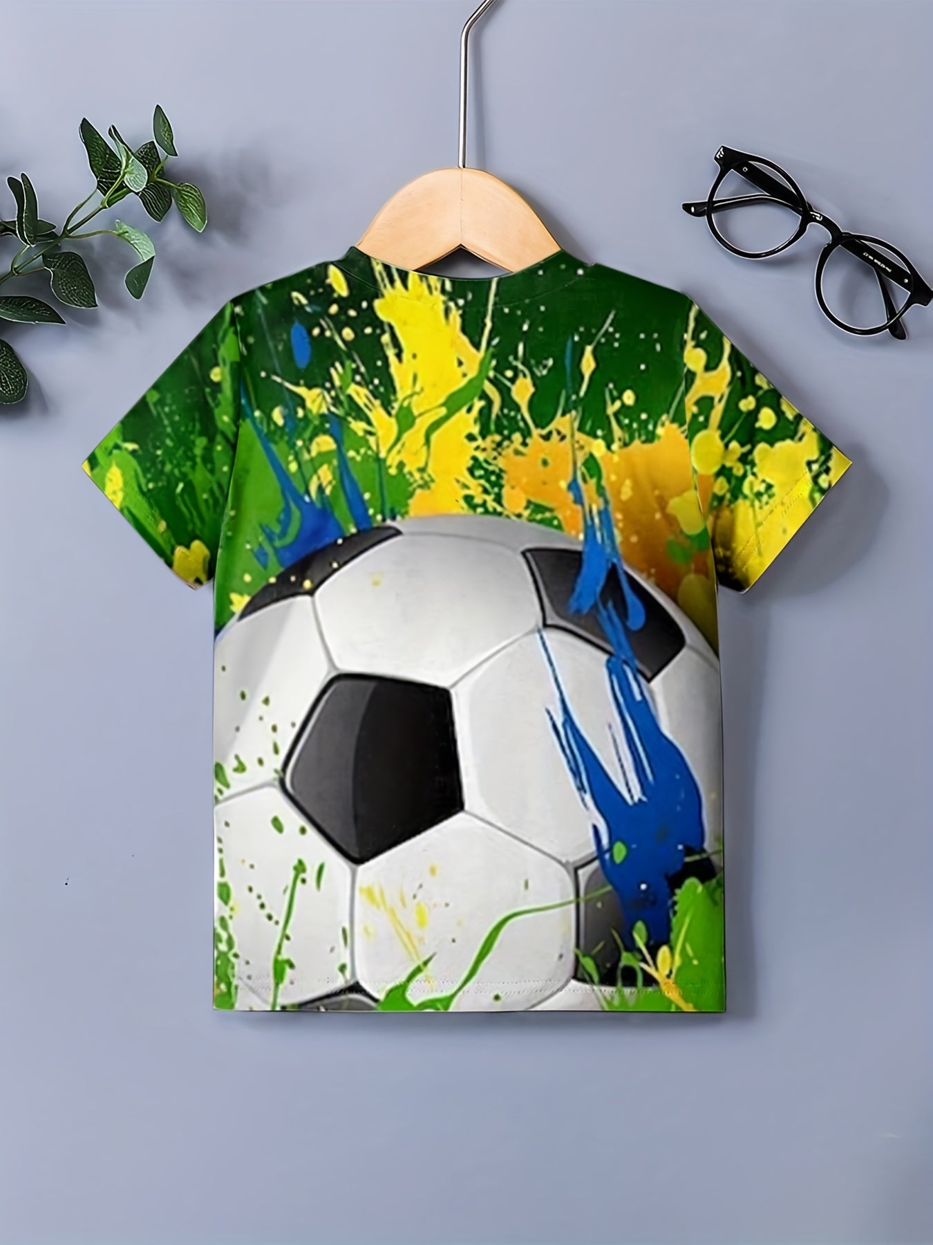 Boy's Splatter & Football Graphic T shirt Casual 3D Print Tee Kid's Clothing
