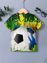 Boy's Splatter & Football Graphic T shirt Casual 3D Print Tee Kid's Clothing