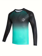 Polka Dots Print Men's Cycling Jersey Round Neck Long Sleeve