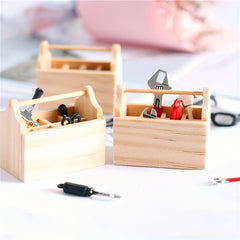 8 Pcs Mini Wooden Toolbox Metal Alloy Tool