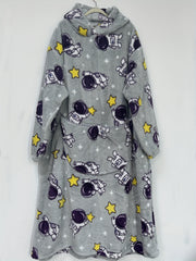 Panda Pattern Flannel Fleece Oversized Sherpa Hooded Wearable Blanket