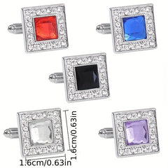 Square Rhinestone Cufflinks Suit Button Sleeves Studs