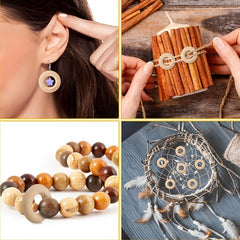 20pcs 1 Inch Wooden Craft Ring Natural Mini Wooden Rings DIY Connectors