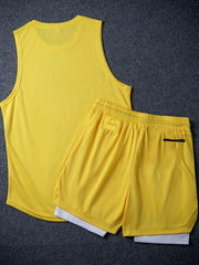 Men's Letter Print Tank Top & Drawstring Shorts Set