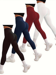 High Waist Yoga Leggings Solid Color Fitness Gym Sports Pants