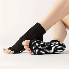 Women Pilates Socks Anti Slip Breathable Open Toe Yoga Socks Ankle