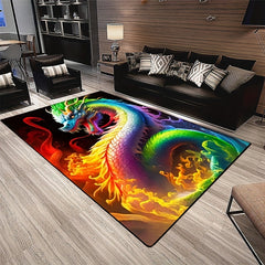 Colorful Dragon Printed Carpet Large Area Rug Soft Mat Non-slip Doormat