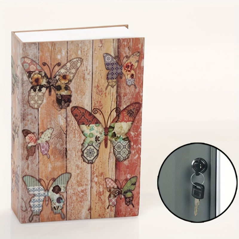 Large Simulation Butterfly Book Money Box with Key Lock