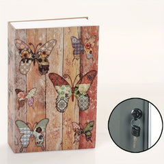 Large Simulation Butterfly Book Money Box with Key Lock
