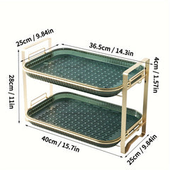 Plastic Double Layer Storage Rack for Kitchen Desktop Water Cup Food Seasoning