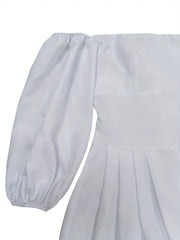 Off Shoulder Solid Jumpsuit Puff Sleeve Wide Leg Women's Clothing