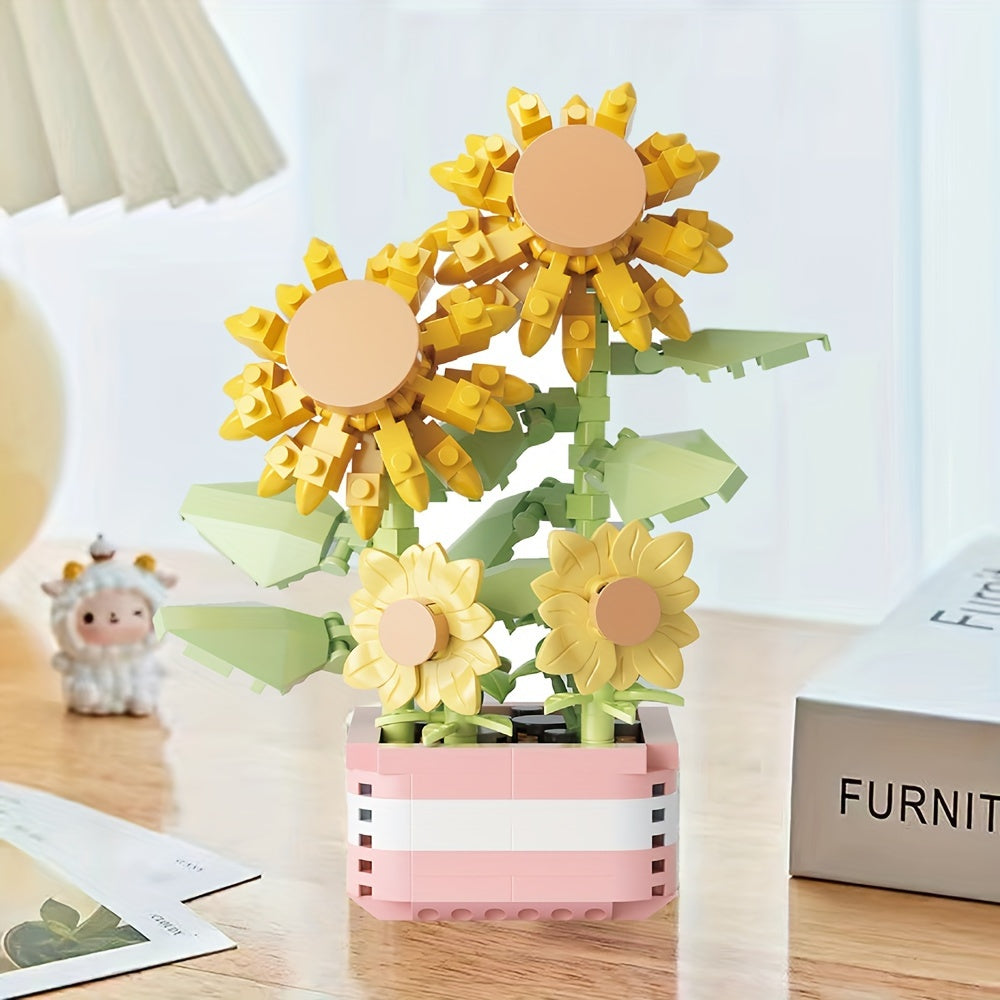 Plant Potted Building Model Blocks Home Decoration Educational Toys