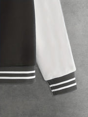 Boys Letter Graphic Varsity Jacket Long Sleeve Baseball Collar