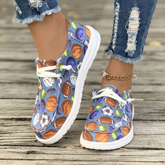 Women's Skate Shoes with Sports Patterns Flat Lace-up