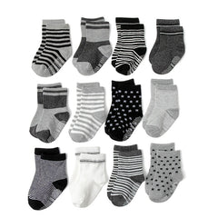 Baby Stars Striped Print Crew Socks Non slip Cotton Toddler Socks