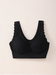 Scallop Trim Wireless Bra Seamless Full Coverage Women's Lingerie
