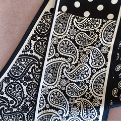 Polka Dot Paisley Print Neckerchief Silk Scarf Double Layer Hair Ribbon