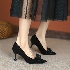 Bowknot Stiletto Heels Pointed Toe Dress Pumps Party Heels