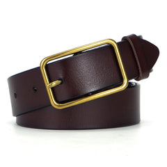 Leather Belt Rectangular Pin Buckle Vintage Solid Unisex Casual