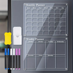 2 Piece Acrylic Magnetic Calendar Set with 6 Markers