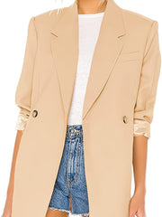 Button Front Blazer Casual Long Sleeve Work Office Women's Clothing