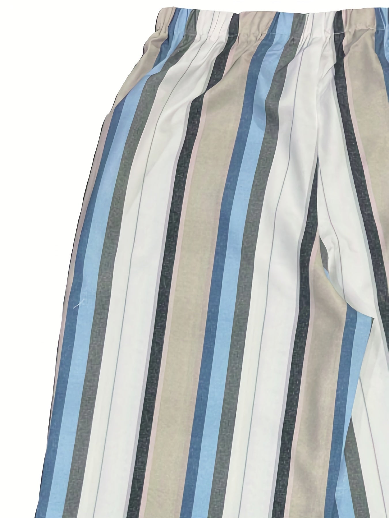 Stripe Print Elastic Waist Straight Pants for Women