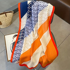 Geometric Print Large Scarf Block Shawl Women Windproof Cape Warm Head Wrap