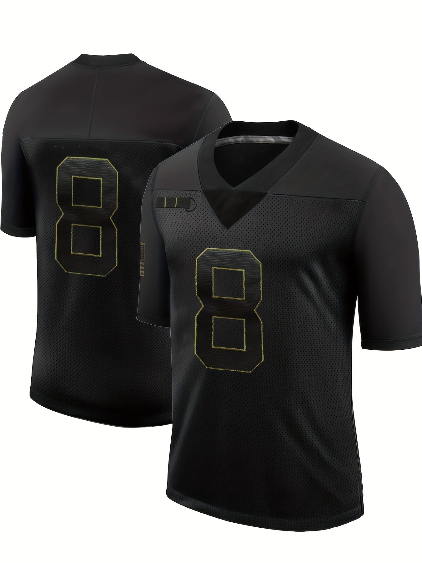 Men's Breathable Rugby Jersey Active Embroidered V Neck Short Sleeve Uniform