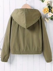 Kid Girls' Casual Hooded Windbreaker Jacket For Sports Running