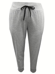 Solid Tie Front High Waisted Fitness Joggers