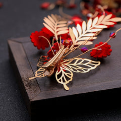 Golden Butterfly Hair Clip Hanfu Hair Accessory