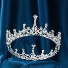 Vintage Court Style Crystal Crown Tiara Bridal Headband