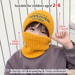 2pcs Autumn Winter Thickened Hat Neck Gaiter Warm Knitted Hat Scarf Set
