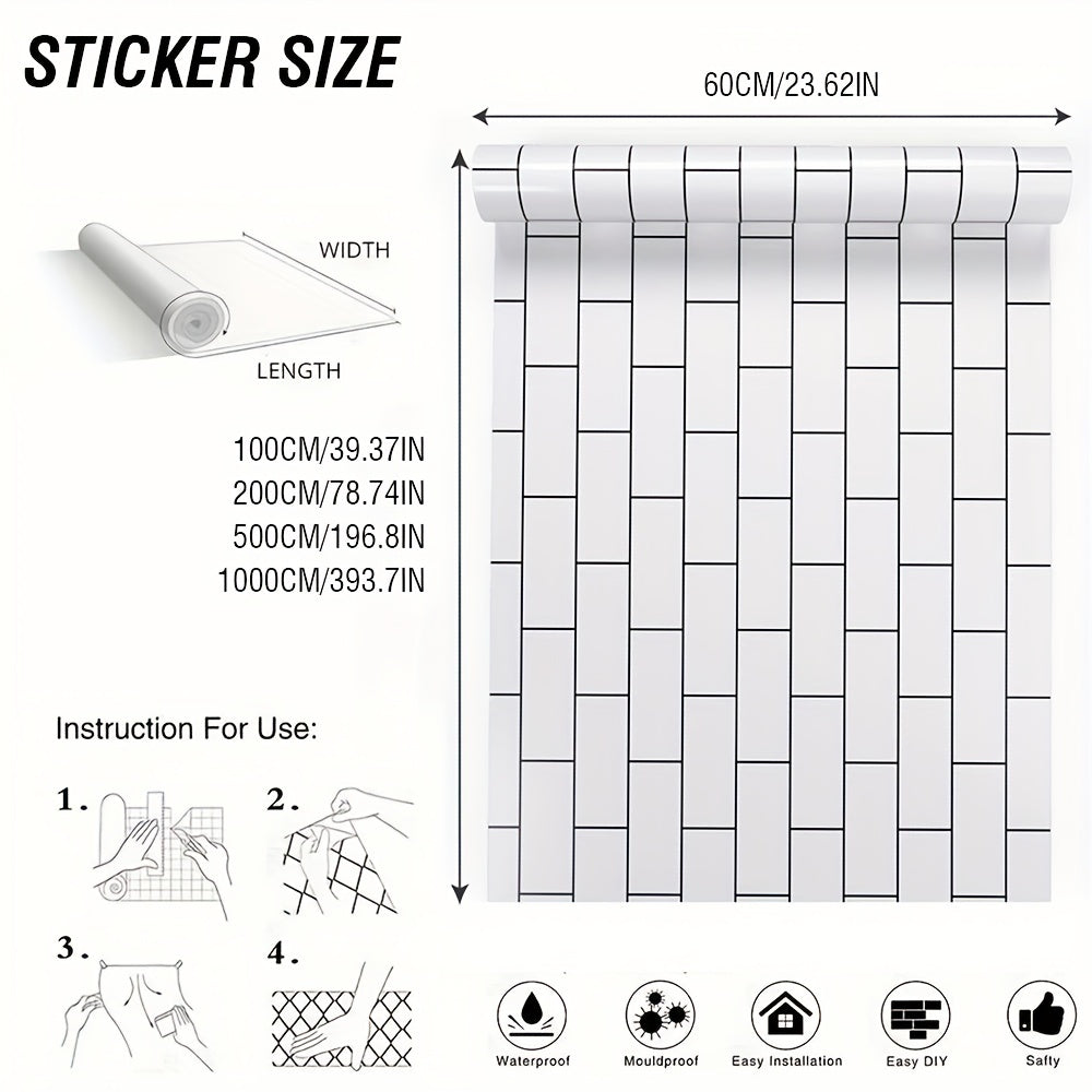 Glossy Self-adhesive Waterproof Wall Paper for Kitchen Living Room