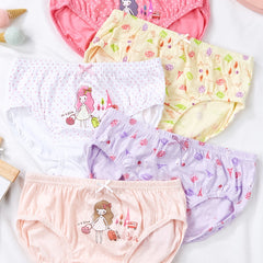 5pcs Girls Cartoon Travel Graphic Shortie Brief Underwear Set