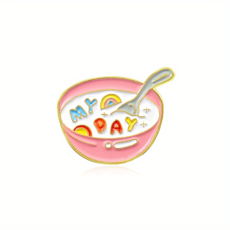 Cartoon Milk Bowl Brooch for Kids - Cute Food Pin for Clothes