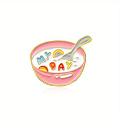 Cartoon Milk Bowl Brooch for Kids - Cute Food Pin for Clothes