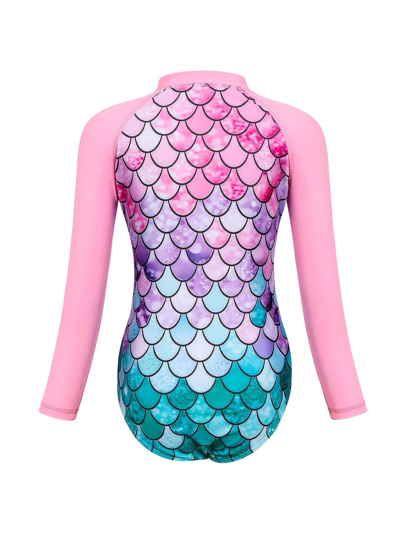 Toddler Girls Fish Scales Long Sleeve One Piece Swimsuit