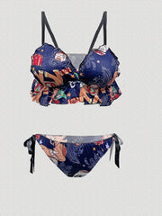 Paisley Print Ruffle Bra & Panty Set