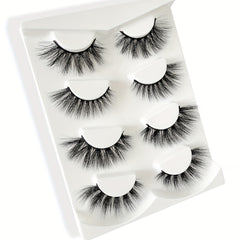 4 Pairs Full Strip False Eyelashes for Daily Use