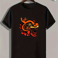 Dragon Pattern Print Men's Sports T-shirt Outdoor Fitness Tee Gift For Men