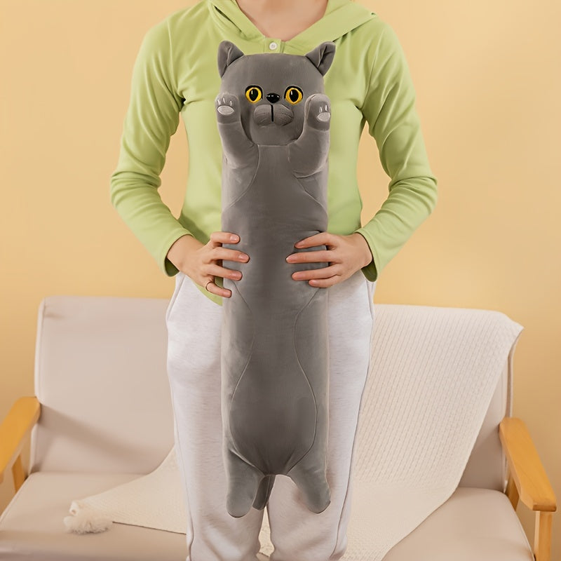 Long Strip Cat Doll Plush Throw Pillow Cushion Cat Toy for Bed or Sofa