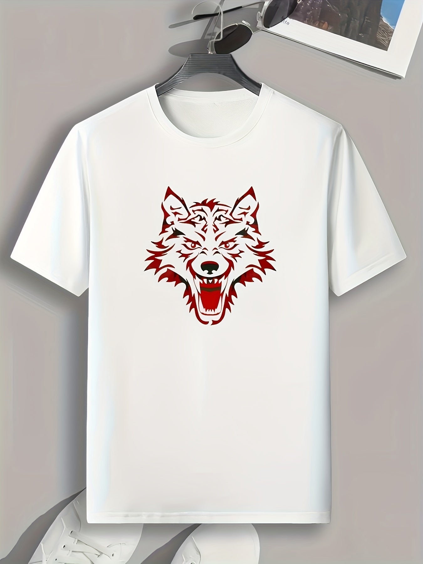 Wolf Print Men's Graphic T shirt for Summer