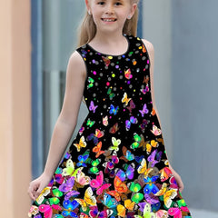 Kids Girls' Butterfly A Line Casual Dress Above Knee Length