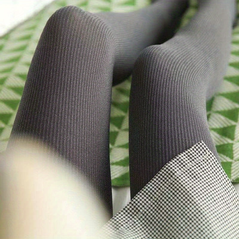 Opaque Ribbed Tights High Waist Pantyhose